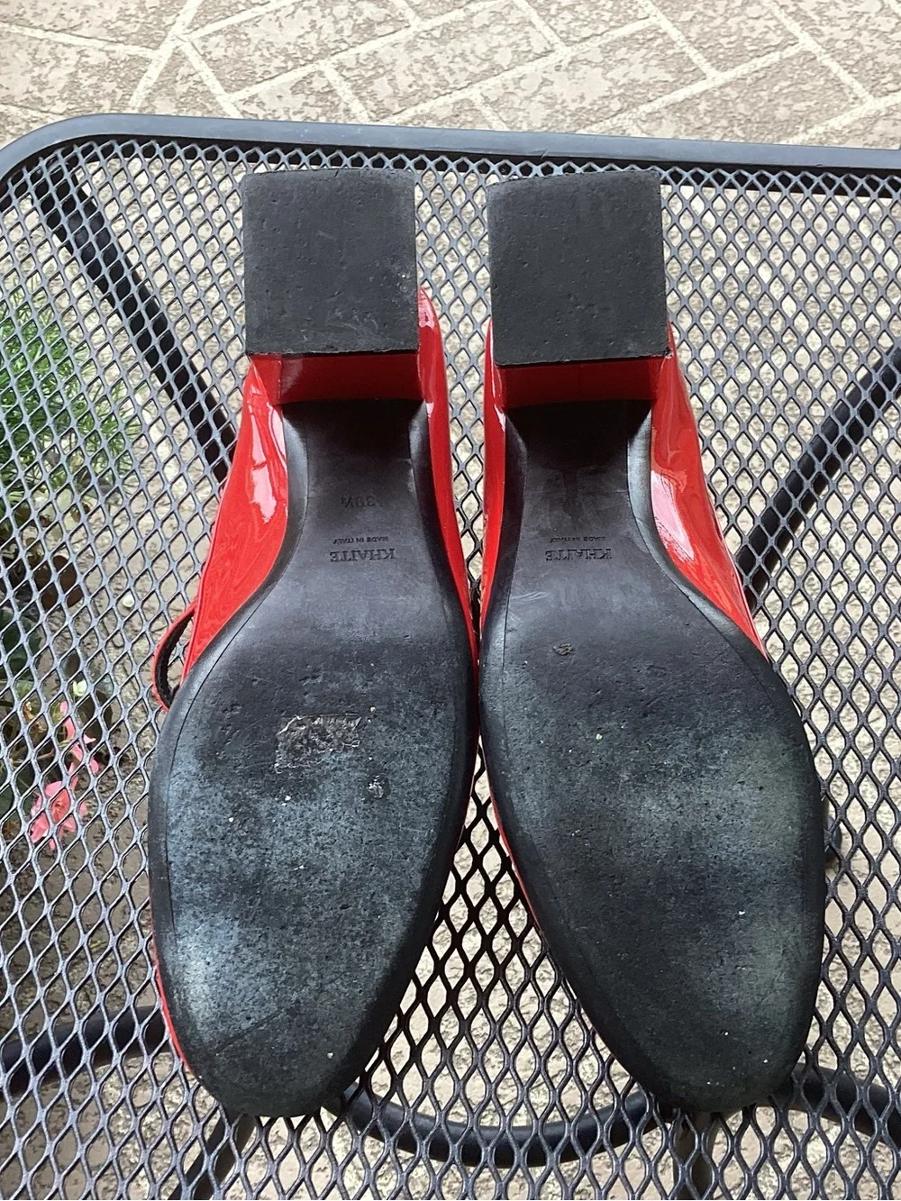 KHAITE Red Patent Mary Jane Heels with T-Strap